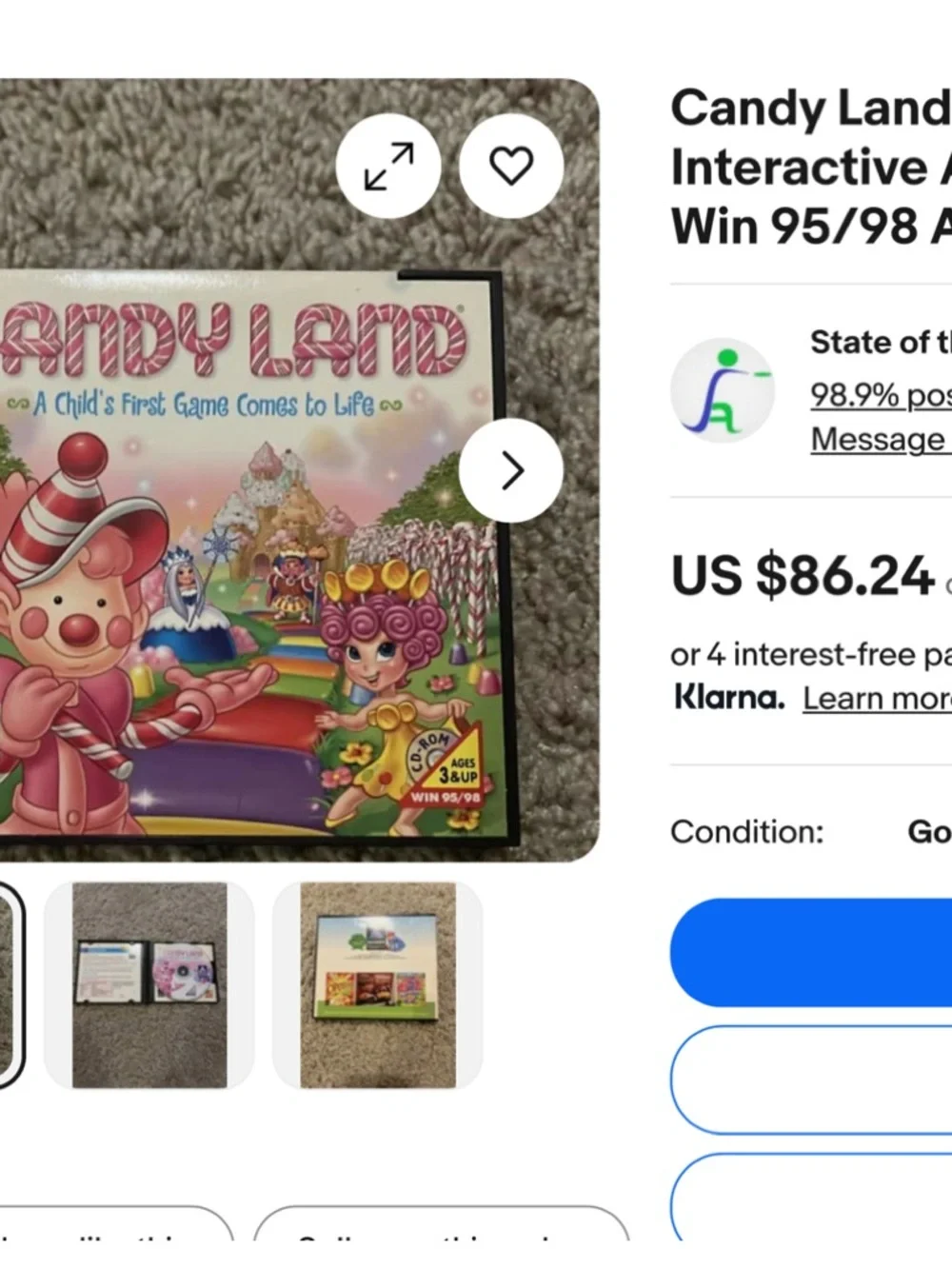 Vintage CANDY LAND ADVENTURE, HASBRO INTERACTIVE CD